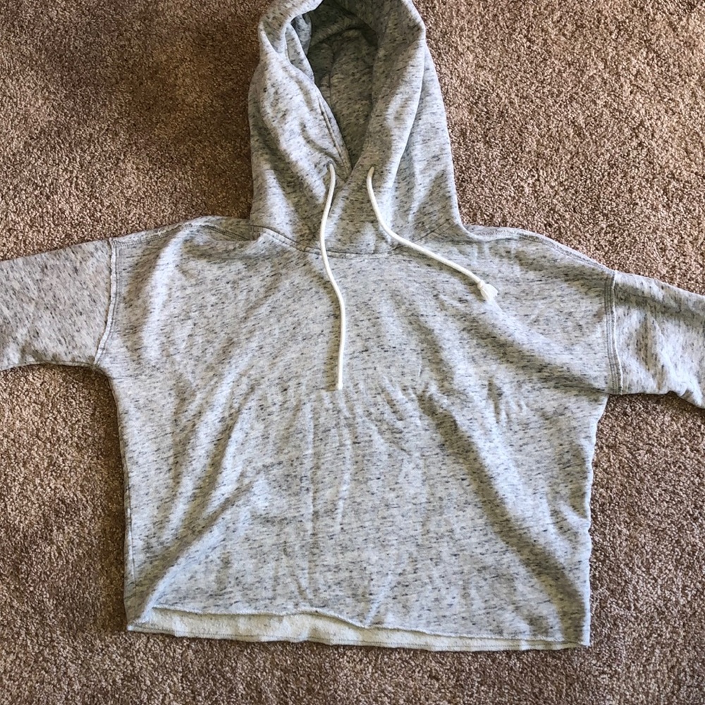 cropped speckled grey soft hoodie